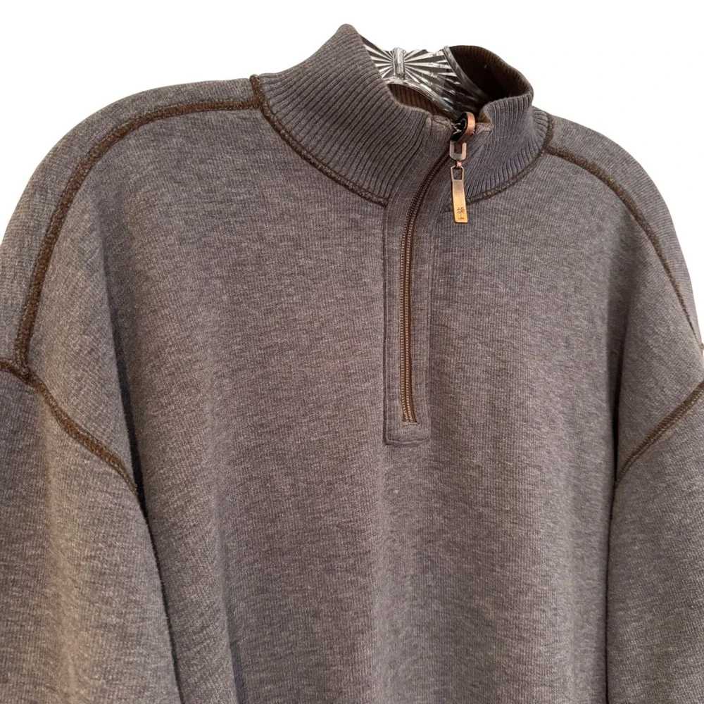 Tommy Bahama Quarter Zip Pullover Sweater Men's Gray XL Workwear Golf Athleisure